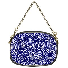 Blue White Paisley Intricate Swirls Chain Purse (one Side) by SpinnyChairDesigns