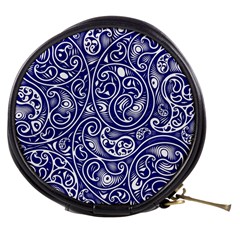 Blue White Paisley Intricate Swirls Mini Makeup Bag by SpinnyChairDesigns