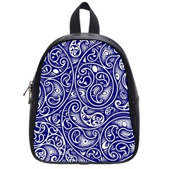 Blue White Paisley Intricate Swirls School Bag (small) by SpinnyChairDesigns