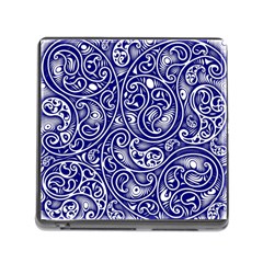 Blue White Paisley Intricate Swirls Memory Card Reader (square 5 Slot) by SpinnyChairDesigns