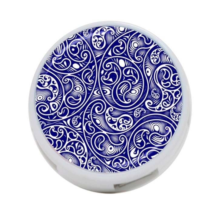 Blue White Paisley Intricate Swirls 4-Port USB Hub (One Side)