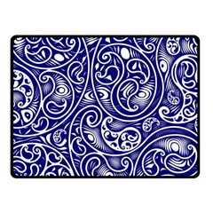 Blue White Paisley Intricate Swirls Fleece Blanket (small) by SpinnyChairDesigns