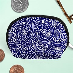 Blue White Paisley Intricate Swirls Accessory Pouch (medium) by SpinnyChairDesigns