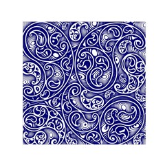 Blue White Paisley Intricate Swirls Small Satin Scarf (square) by SpinnyChairDesigns