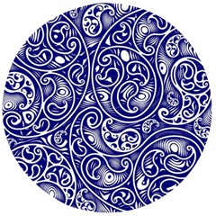 Blue White Paisley Intricate Swirls Wooden Bottle Opener (round) by SpinnyChairDesigns