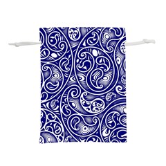 Blue White Paisley Intricate Swirls Lightweight Drawstring Pouch (s) by SpinnyChairDesigns