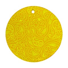 Bright Yellow Gold Paisley Pattern Ornament (round) by SpinnyChairDesigns