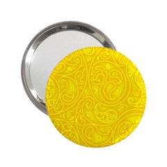 Bright Yellow Gold Paisley Pattern 2 25  Handbag Mirrors by SpinnyChairDesigns