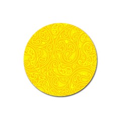 Bright Yellow Gold Paisley Pattern Magnet 3  (round) by SpinnyChairDesigns