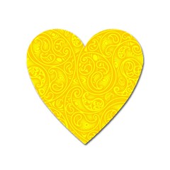 Bright Yellow Gold Paisley Pattern Heart Magnet by SpinnyChairDesigns