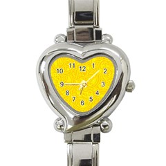 Bright Yellow Gold Paisley Pattern Heart Italian Charm Watch by SpinnyChairDesigns