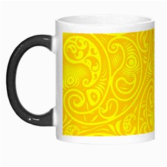 Bright Yellow Gold Paisley Pattern Morph Mugs by SpinnyChairDesigns