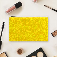 Bright Yellow Gold Paisley Pattern Cosmetic Bag (medium) by SpinnyChairDesigns