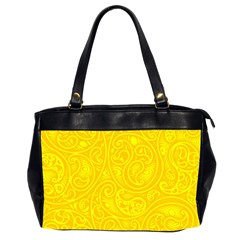 Bright Yellow Gold Paisley Pattern Oversize Office Handbag (2 Sides) by SpinnyChairDesigns