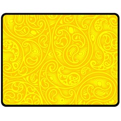 Bright Yellow Gold Paisley Pattern Fleece Blanket (medium)  by SpinnyChairDesigns