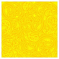 Bright Yellow Gold Paisley Pattern Long Sheer Chiffon Scarf 