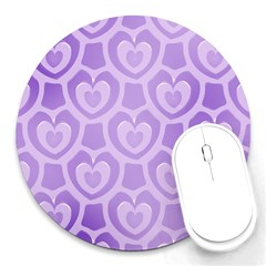 Purple Hearts Pattern Round Mousepads by SpinnyChairDesigns