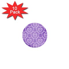 Purple Hearts Pattern 1  Mini Buttons (10 Pack)  by SpinnyChairDesigns