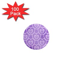 Purple Hearts Pattern 1  Mini Magnets (100 pack) 