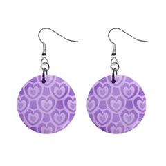 Purple Hearts Pattern Mini Button Earrings by SpinnyChairDesigns