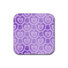 Purple Hearts Pattern Rubber Coaster (Square) 