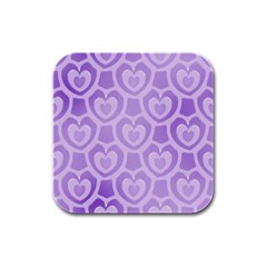 Purple Hearts Pattern Rubber Square Coaster (4 pack) 