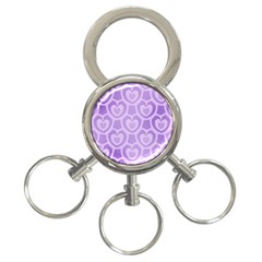 Purple Hearts Pattern 3-Ring Key Chain