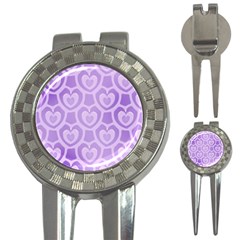 Purple Hearts Pattern 3-in-1 Golf Divots by SpinnyChairDesigns