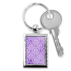 Purple Hearts Pattern Key Chain (rectangle) by SpinnyChairDesigns