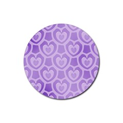 Purple Hearts Pattern Rubber Round Coaster (4 pack) 