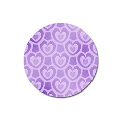 Purple Hearts Pattern Magnet 3  (Round)