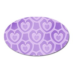 Purple Hearts Pattern Oval Magnet