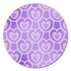 Purple Hearts Pattern Magnet 5  (Round)