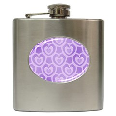 Purple Hearts Pattern Hip Flask (6 Oz) by SpinnyChairDesigns