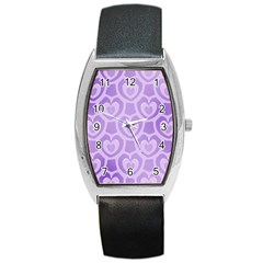 Purple Hearts Pattern Barrel Style Metal Watch