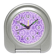 Purple Hearts Pattern Travel Alarm Clock by SpinnyChairDesigns