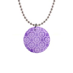 Purple Hearts Pattern 1  Button Necklace by SpinnyChairDesigns