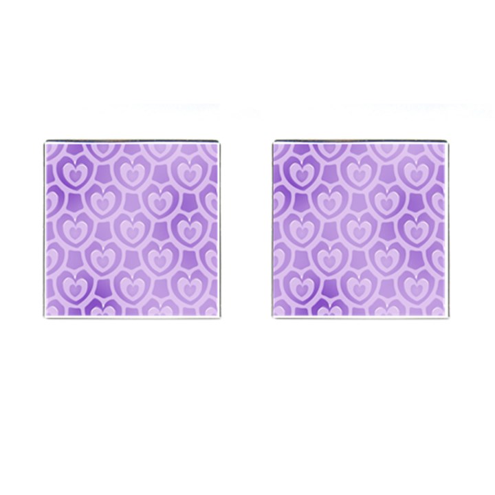 Purple Hearts Pattern Cufflinks (Square)