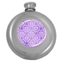 Purple Hearts Pattern Round Hip Flask (5 oz)