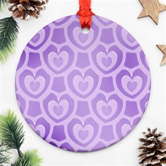 Purple Hearts Pattern Round Ornament (Two Sides)