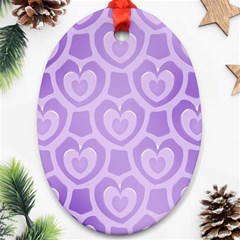 Purple Hearts Pattern Oval Ornament (two Sides) by SpinnyChairDesigns