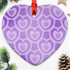 Purple Hearts Pattern Heart Ornament (Two Sides)