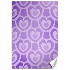 Purple Hearts Pattern Canvas 12  x 18 