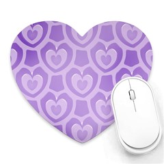 Purple Hearts Pattern Heart Mousepads by SpinnyChairDesigns