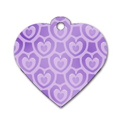 Purple Hearts Pattern Dog Tag Heart (two Sides) by SpinnyChairDesigns