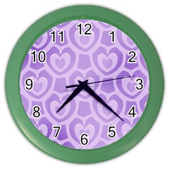 Purple Hearts Pattern Color Wall Clock