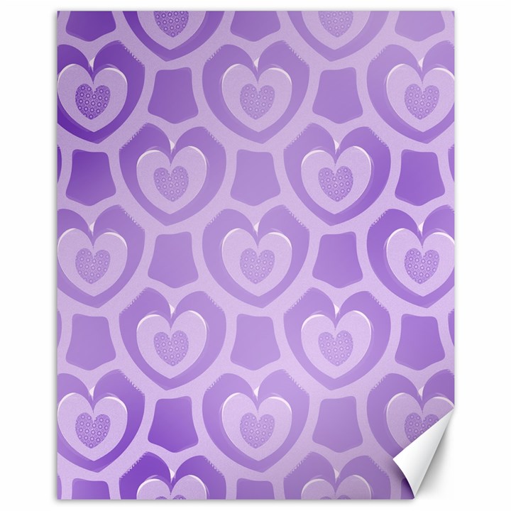 Purple Hearts Pattern Canvas 11  x 14 