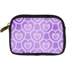 Purple Hearts Pattern Digital Camera Leather Case