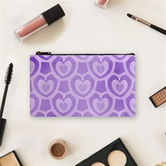 Purple Hearts Pattern Cosmetic Bag (small) by SpinnyChairDesigns