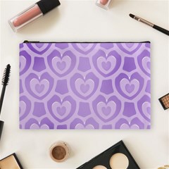 Purple Hearts Pattern Cosmetic Bag (large) by SpinnyChairDesigns